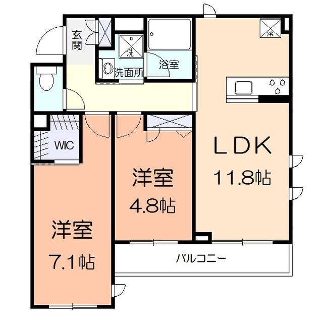 レジデンスハラ(2LDK/2階)の間取り写真