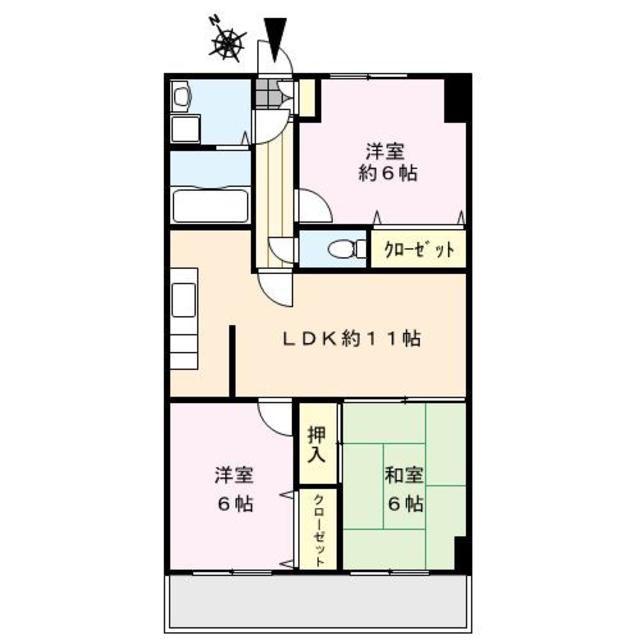 レジデンス高屋敷(3LDK/3階)の間取り写真