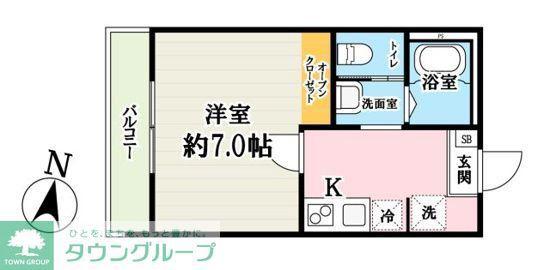 キャメル吉川5A(1K/1階)の間取り写真