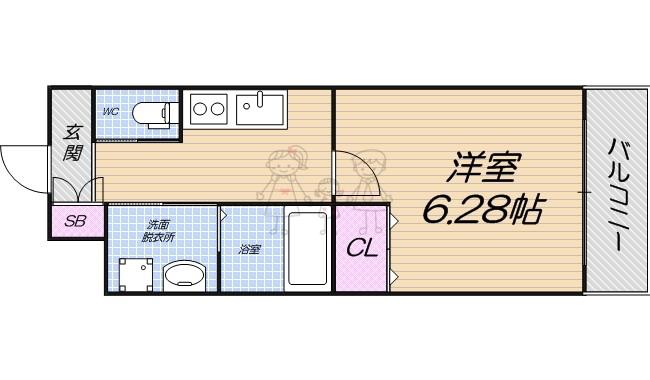 クローバーグランデ昭和町(1K/3階)の間取り写真