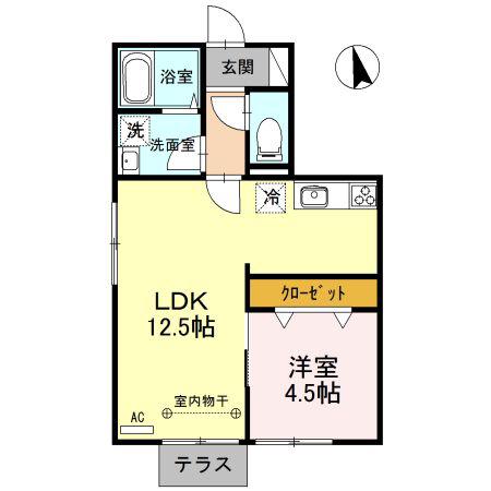 メゾン・ド・ソレイユ(1LDK/1階)の間取り写真