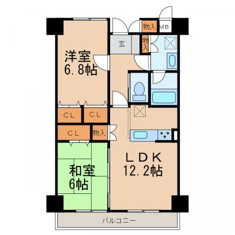 イースト VILLAGE 2001(2LDK/4階)の間取り写真
