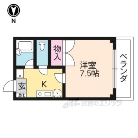 フローレス高辻(1K/1階)の間取り写真