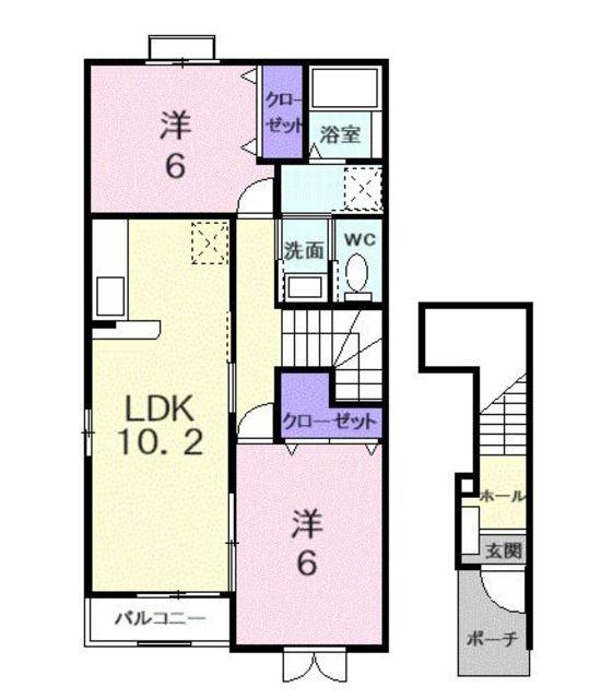 ベル コリーヌ(2LDK/2階)の間取り写真