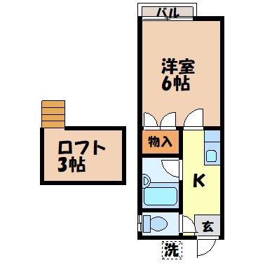 メゾン江平(1K/2階)の間取り写真