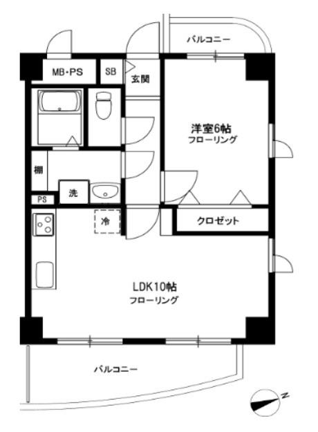 ボナール桜新町(1LDK/2階)の間取り写真