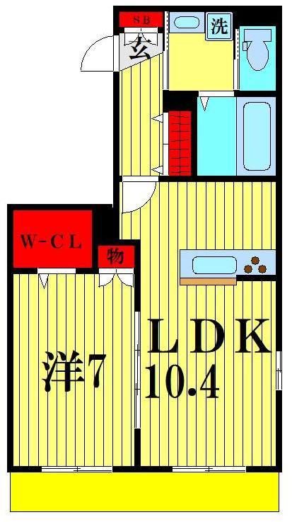 LIBERTY南流山(1LDK/2階)の間取り写真