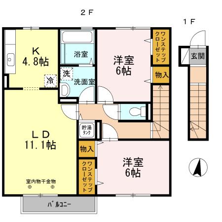 セジュールM・青山西(2LDK/2階)の間取り写真