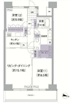 アビティ目黒(2LDK/5階)の間取り写真
