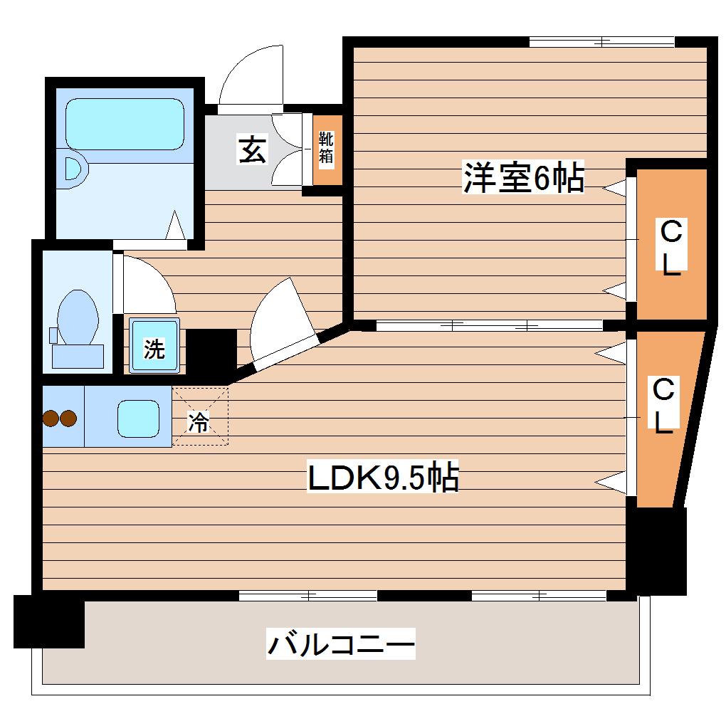 上杉KKビル(1LDK/5階)の間取り写真