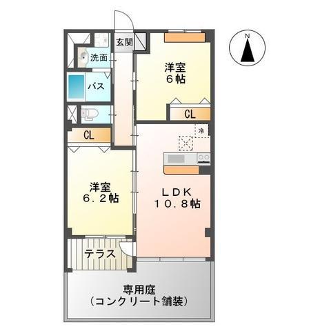 ティアクラウン(2LDK/1階)の間取り写真