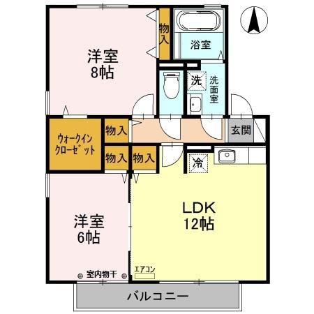 タウンスクエアA/B/C(2LDK/2階)の間取り写真
