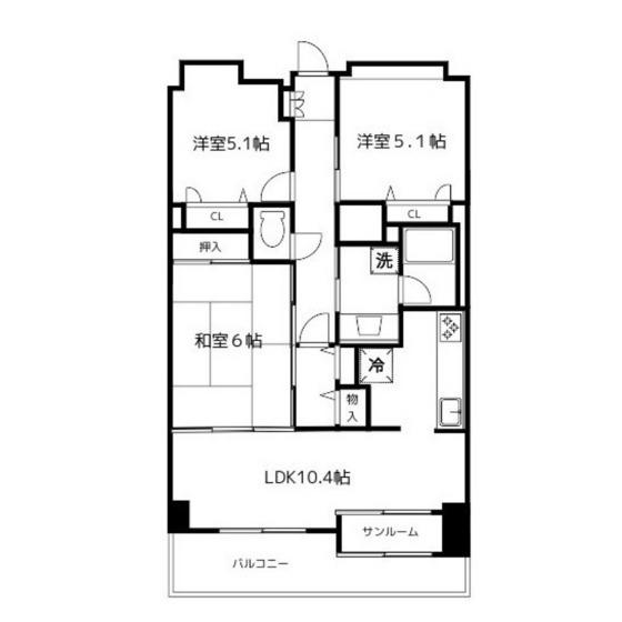 エグゼ富山(3LDK/8階)の間取り写真