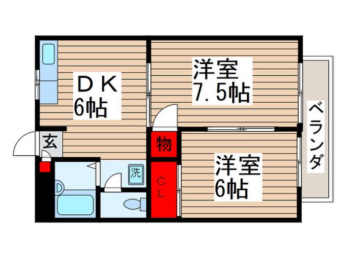 フェリース常盤平(2DK/3階)の間取り写真