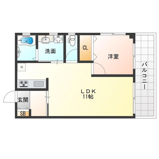 マンションシアワセ(1LDK/3階)の間取り写真