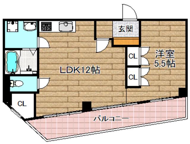 UIビル(1LDK/4階)の間取り写真