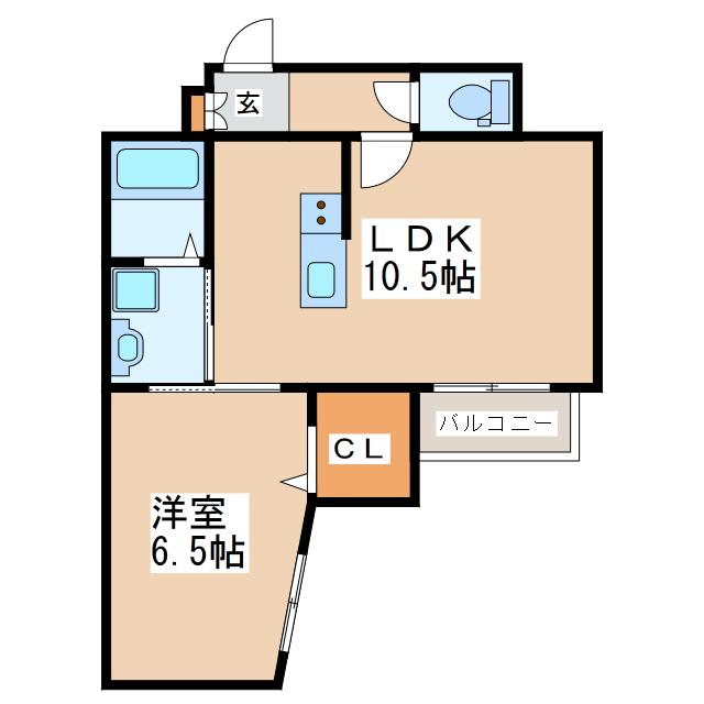 LAPIS薬園町(1LDK/2階)の間取り写真