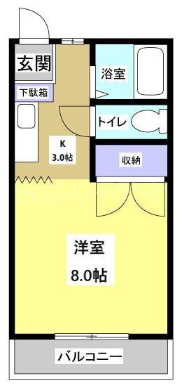 サンハイツエムII(1K/1階)の間取り写真