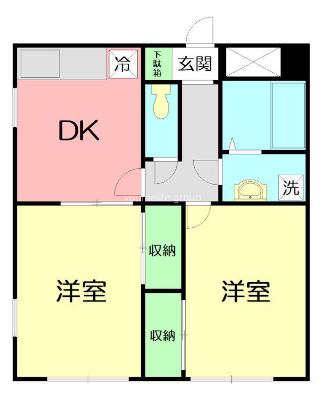 ストークハイツA(2DK/1階)の間取り写真
