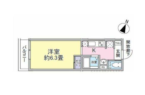 TARINA向ヶ丘遊園(1K/3階)の間取り写真