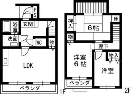 ツインコートいたくら(3LDK/1階)の間取り写真