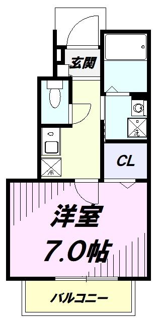 ガーデンヒル(1K/1階)の間取り写真