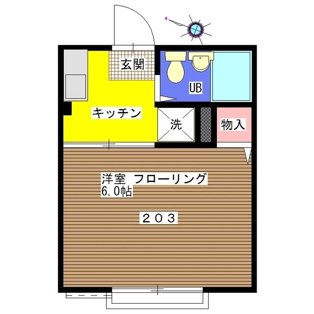 シティハイムミズホ(1K/2階)の間取り写真