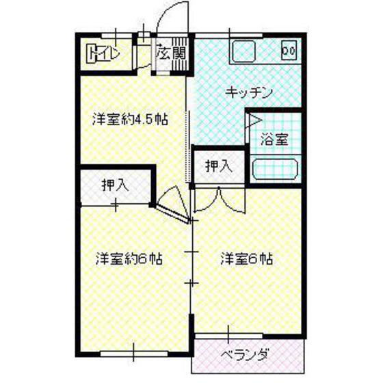 カームハイツB(3K/1階)の間取り写真