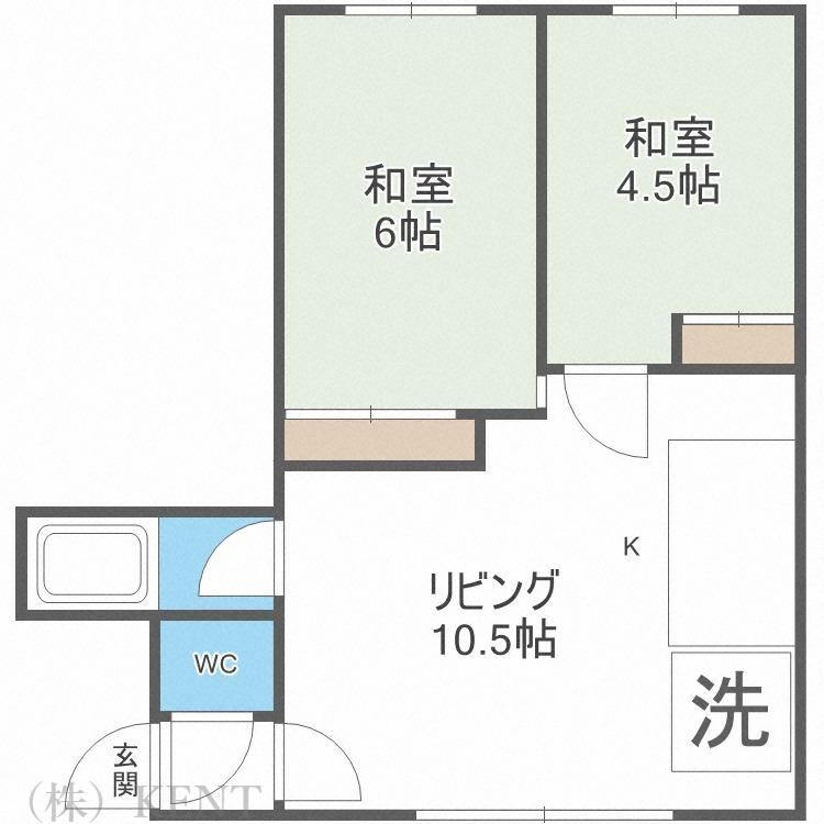 ヒルズすずかけ(2LDK/2階)の間取り写真