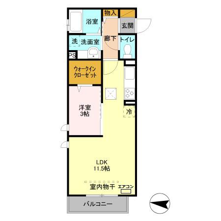 ラヴニール アン(1LDK/2階)の間取り写真