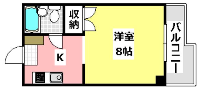 コーポ吉岡(1K/2階)の間取り写真