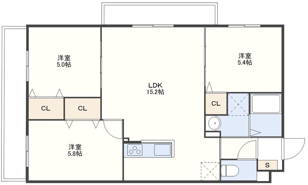 ファースト・ステージ戸町(3LDK/5階)の間取り写真