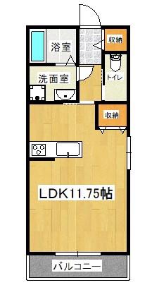 ERIO朝霧(ワンルーム/2階)の間取り写真