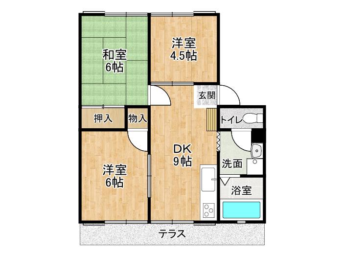 新栄プロパティー喜志I(3DK/1階)の間取り写真