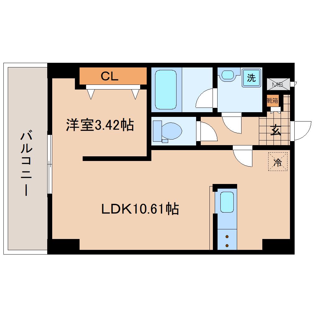 ソレアード小松島IV(1LDK/2階)の間取り写真