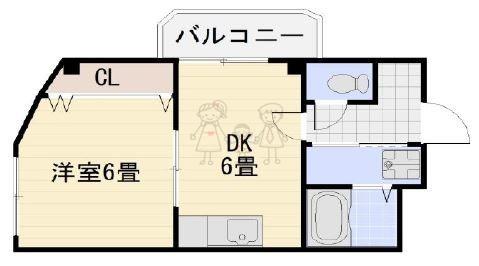 リベルタトム桃が池 II(1DK/4階)の間取り写真