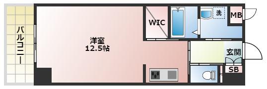 リベルテ交野(1K/4階)の間取り写真