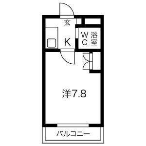 KSシャトー遠里小野(1K/2階)の間取り写真