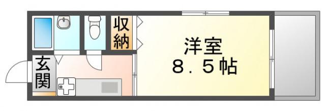 ディアスT&T(1K/1階)の間取り写真