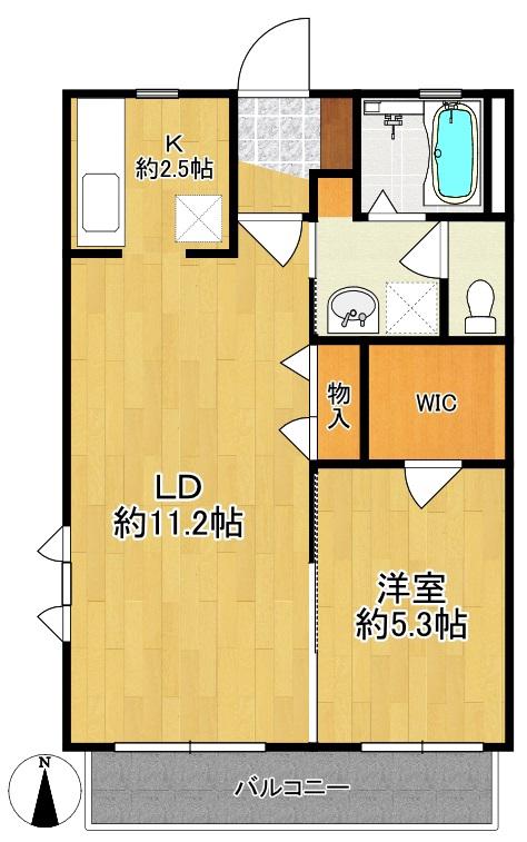 ランコーントレA棟(1LDK/1階)の間取り写真