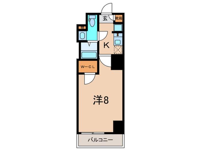 バウスフラッツ品川大井町(1K/1階)の間取り写真