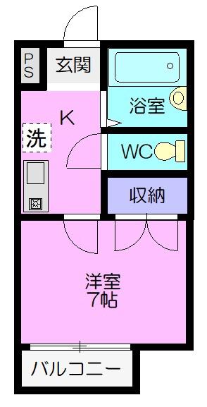小呂ハイツ(1K/1階)の間取り写真