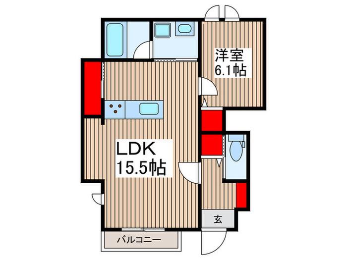 WINDSOR COURT ノース(1LDK/1階)の間取り写真