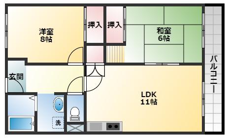 ノースコーポ(2LDK/3階)の間取り写真