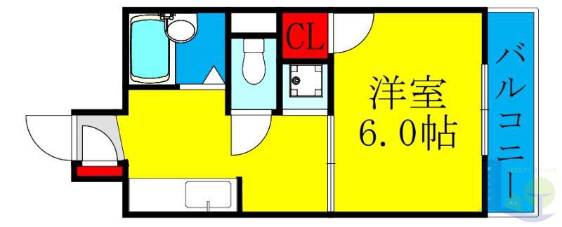 エトワール豊新II(1DK/5階)の間取り写真