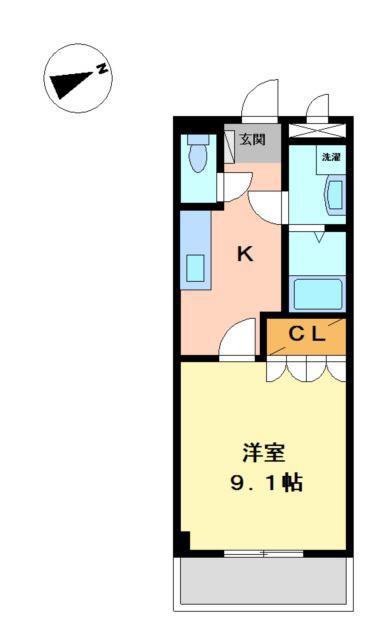 コンフォール白水(1K/1階)の間取り写真