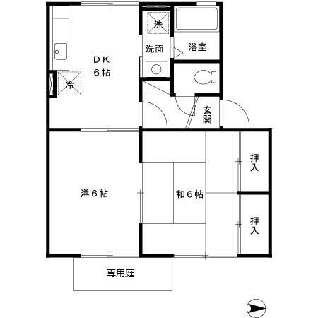 ルミエール大津(2DK/1階)の間取り写真