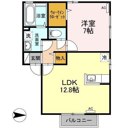 グランシャリオE(1LDK/2階)の間取り写真