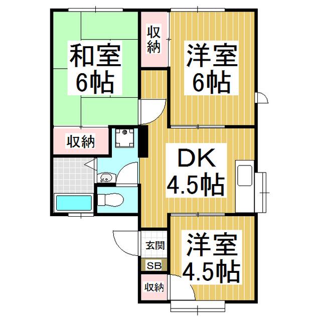 コーポ雲雀ヶ丘AB(3K/2階)の間取り写真