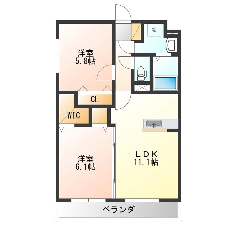 ユーミー桜(2LDK/2階)の間取り写真